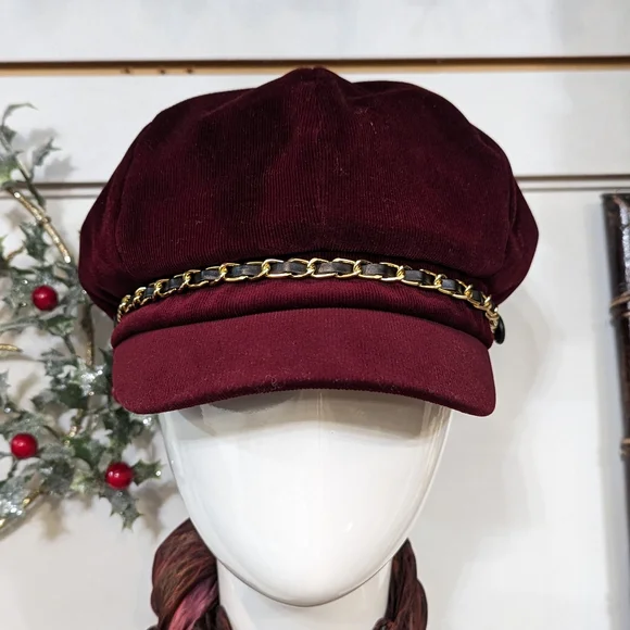 Burgundy Chain Link Detail Hat - Picture 1 of 3